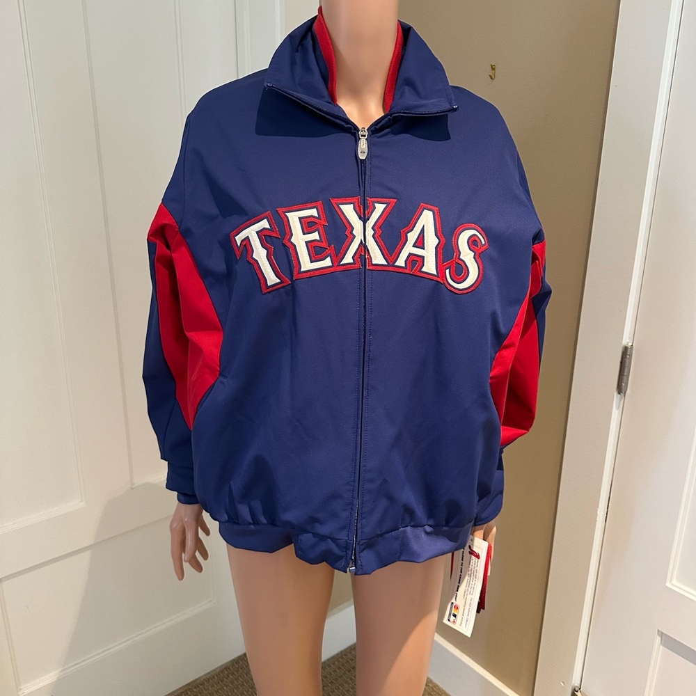 Majestic Women's Texas Rangers Baseball Jacket in Blue and Red
